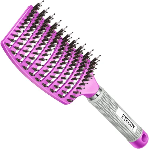 Vista 17 de KTKUDY Cepillo para desenredar con cerdas de jabalí, cepillo para hacer el cabello más brillante y saludable, cepillo desenredante curvo y ventilado