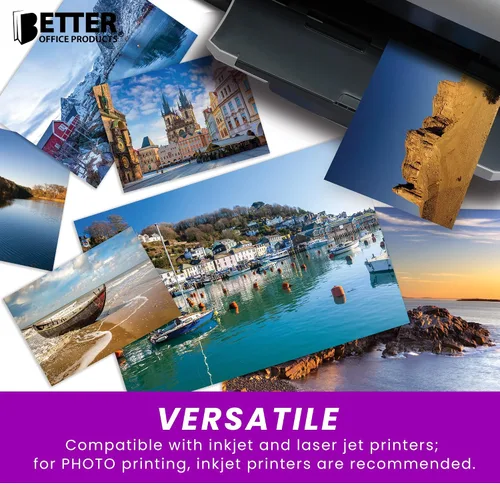 Vista 6 de Better Office Products Paquete variado de papel fotográfico brillante, 100 hojas en total