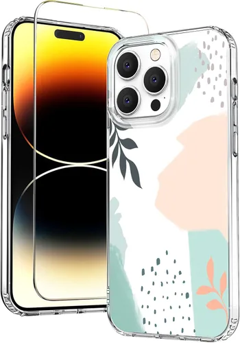 Vista 12 de Funda para iPhone 12 para mujer, [con protector de pantalla] ajuste delgado, diseño floral bohemio, lindo iPhone 12 Pro, patrón que nunca se