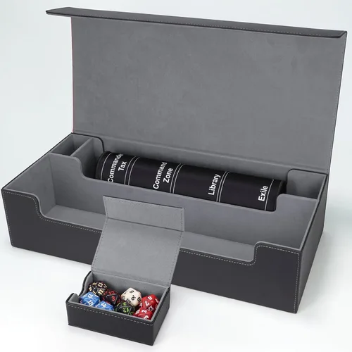 Vista 24 de AFIING MTG Caja de Mazo para Commander Display, Caja de Cartas que Cabe 100 Cartas con Doble Funda, Caja de Almacenamiento Magic Commander TCG con 2