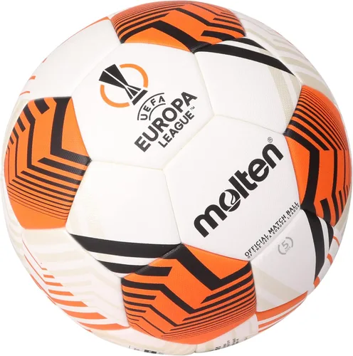 Vista 4 de Molten UEFA Europa League UEL - Balón de fútbol oficial UEL, color blanco/naranja/negro, modelo: 5000 'Match Ball', talla 5