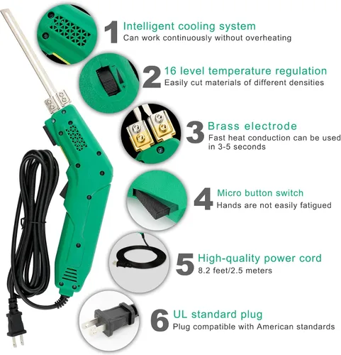 Vista 7 de Cortador de espuma de cuchillo caliente eléctrico refrigerado por Verde