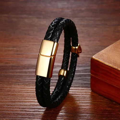 Vista 5 de NMQLX Pulsera de cuero, pulsera de calavera punk, pulseras de cuero trenzadas, pulsera gótica vintage para hombres