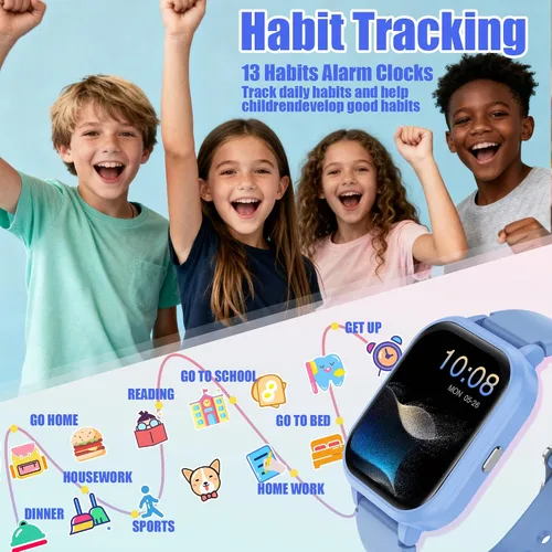 Vista 3 de Reloj inteligente para adolescentes y niños, 1.8 pulgadas IP68 para niños y niñas, seguimiento de actividad física, uso dual independiente