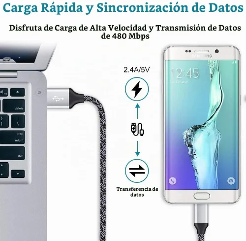 Vista 4 de Cubo de bloque de cargador con cable micro USB cable de carga rápida para Negro blanco