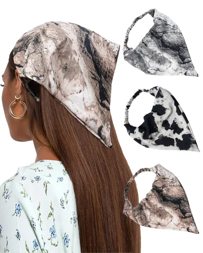 Vista 12 de AWAYTR - 3 diademas elásticas para el cabello para mujer con clip triangular Negro + Rojo + Albaricoque Crema