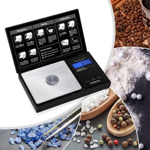 Vista 6 de Báscula digital de bolsillo de Fuzion, precisión de 0.01 gramos, báscula mini de 200g, báscula pequeña para alimentos, joyería, hierbas, especias