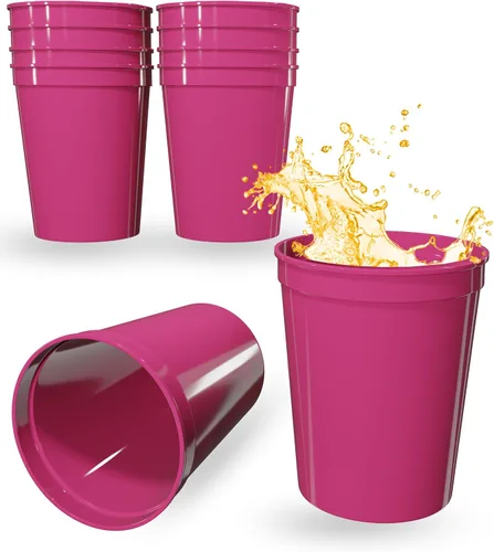 Vista 92 de PartyPrints Paquete de 100 vasos de plástico en blanco reutilizables de 10 a 12 onzas, vasos de estadio a granel, sin BPA, aptos para lavavajillas
