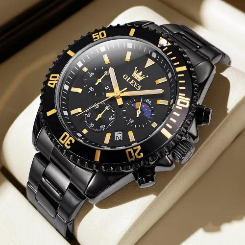 Vista 3 de OLEVS Watches for Men Classic with Date Business Dress Luxury Big Face GreenBlackBlue Waterproof Luminous Mens Wristwatch Analog Two Tone Stainless