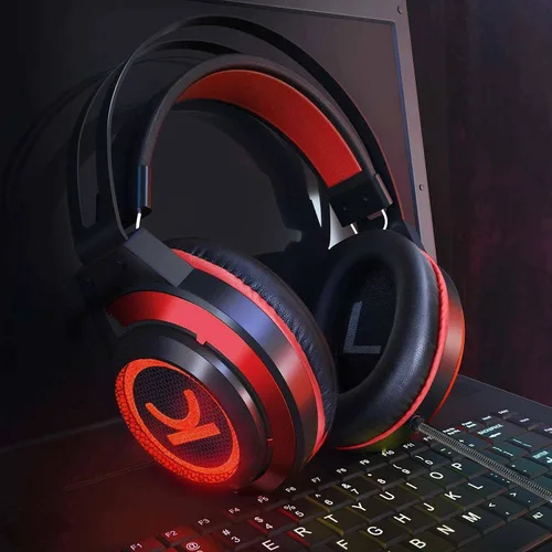 Vista 2 de EZwinpow - Auriculares estéreo de videojuegos con sonido envolvente 71 con micrófono de cancelación de ruido y almohadillas de espuma viscoelástica