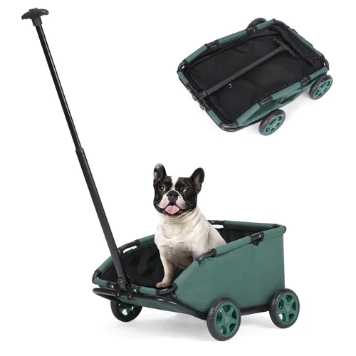 Vista 13 de Mini cochecitos para perros para mini mascotas, carritos de compras multifuncionales plegables con mango extensible, cojín integrado y cuerda