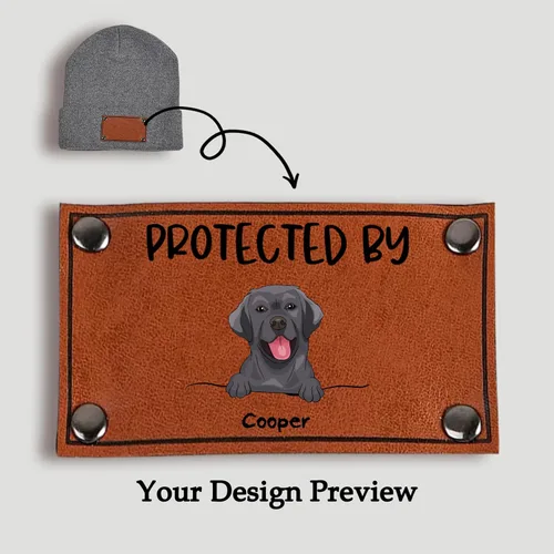 Vista 2 de Gossby Gorro de bebé personalizado con parche de cuero vegano para niño y niña, protegido por - Regalo personalizado para recién nacido, niño