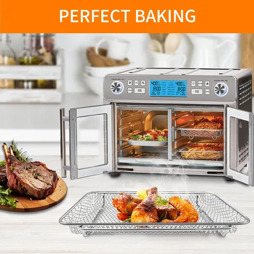 Vista 3 de Canasta de reemplazo para horno de aire frito de zona dual Emeril Lagasse 360 25 QT horno de aire frito tostador de convección de malla de acero