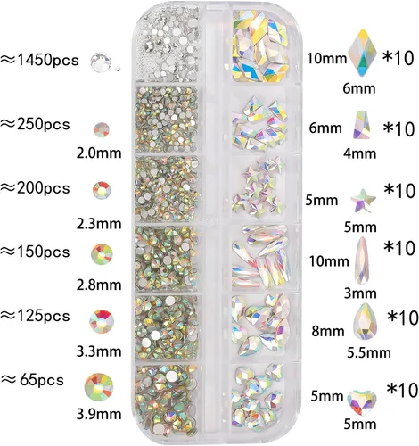 Vista 2 de Kit de diamantes de imitación de cristal AB 3D de múltiples formas con cuentas redondas de 0.031 in con cuentas redondas de 0.031 in con parte