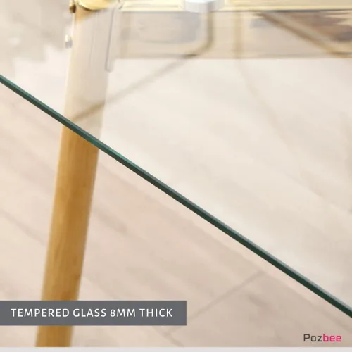 Vista 4 de Mesa de comedor rectangular de vidrio con patas doradas, mesa de cocina moderna de 47 pulgadas, rectangular, mesa de comedor cuadrada para 4