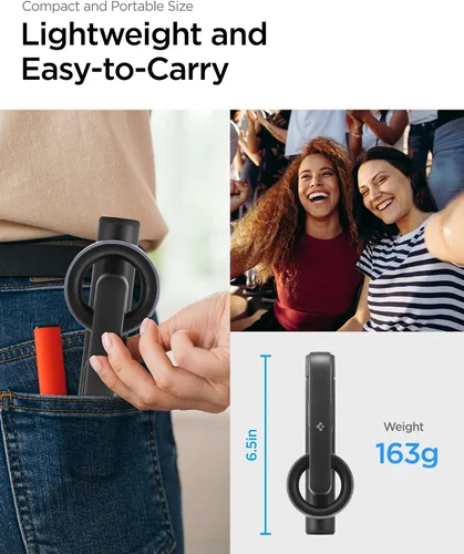Vista 4 de Spigen Soporte de Trípode para Palo de Selfie con Control Remoto Bluetooth y Obturador, Extensible de 24", Compatible con MagSafe iPhone
