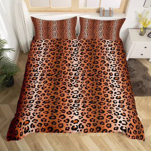 Vista 30 de Feelyou Leopard Bedding Set Twin Size, Cheetah Print Comforter Cover for Kids Boys Girls Animal Duvet Cover Safari Bedspread Cover Zipper