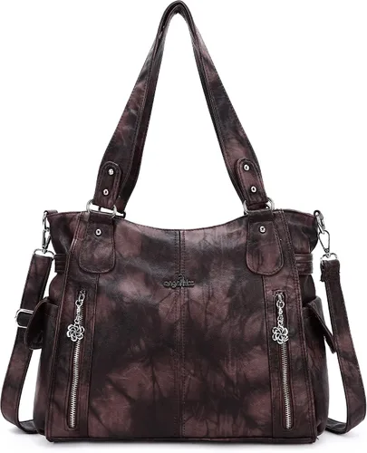 Vista 27 de Angel Kiss Bolsos para mujer con tiras en la parte superior, bolso estilo Hobo, bolsas de hombro espaciosas y casuales, cartera estilo Tote de PU