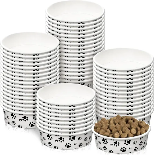Vista 8 de Potchen 30 cuencos desechables para perros de 12 onzas, alimentos pequeños para mascotas con platos impresos para mascotas pequeñas, cuencos
