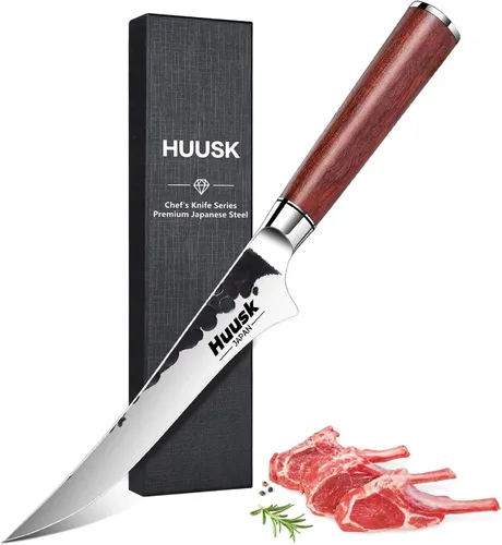 Vista 12 de Huusk - Juego de 3 cuchillos japoneses para cortar carne, juegos de cuchillos vikingos forjados a mano con cuchillo de carne, juegos de cuchillos