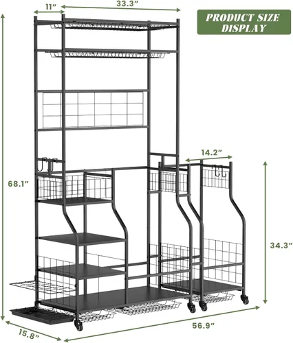 Vista 4 de ROOMTEC Organizador de almacenamiento de bolsas de golf, estante de almacenamiento de bolsas de golf para garaje, estante de almacenamiento