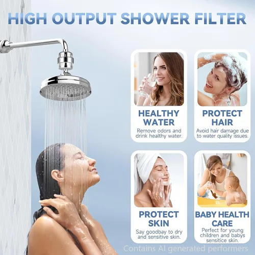 Vista 2 de Filtro de cabezal de ducha para agua dura, filtro de agua de ducha para cabello y piel, cabezal de filtro de ducha para agua dura, filtro de agua