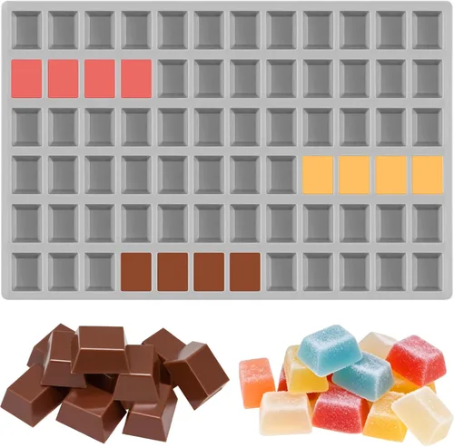 Vista 8 de Molde de silicona cuadrado para chocolate, cubitos de hielo, 100 cavidades Molde cuadrado de chocolate para caramelos duros, gelatina, gomitas