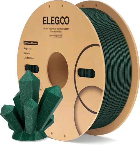Vista 24 de ELEGOO - Filamento PLA de 1.75 mm (4/64 pulgadas), negro brillante, 2.20 libras, para impresora 3D con brillo centelleante, precisión dimensional