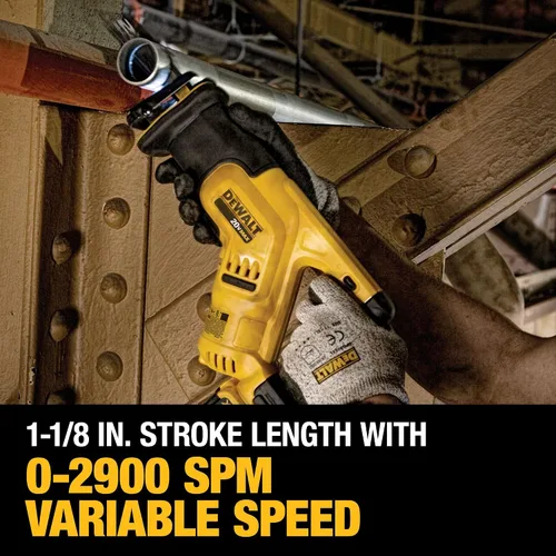 Vista 6 de DEWALT Kit de sierra recíproca inalámbrica MAX* de 20 V, compacto, 2 amperios hora (DCS387D1)
