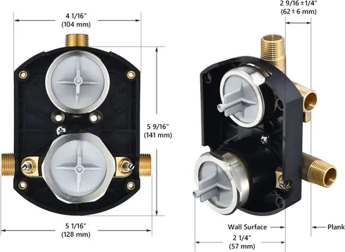 Vista 4 de R22000-WS Válvula de ducha y desviación integrada para válvula de ducha personalizada DT 3 o 6 ajustes, latón constructed