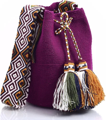 Vista 2 de Wayuu Classic Boho Collection Hand Woven Beach Crocheted Tote Handbag
