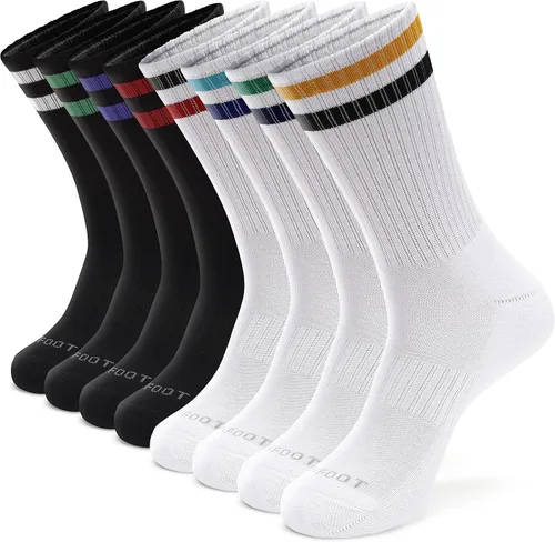 Vista 13 de MONFOOT 3-8 pares de calcetines deportivos acolchados para mujeres y [Sólido] Negro (8 Pares)