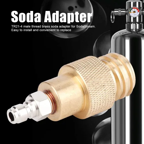 Vista 4 de AYNEFY Adaptador de agua, TR21-4 Adaptador de latón de rosca macho Convertidor de botella de gas de agua Adaptador de cilindro de CO2 Piezas