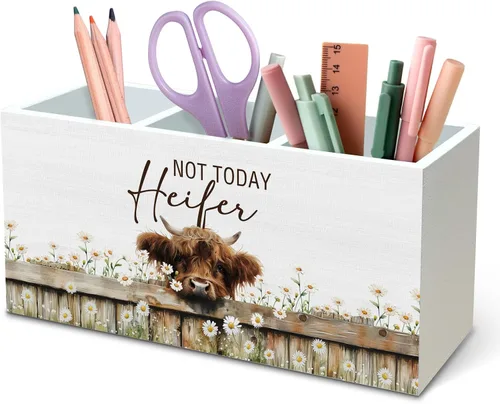 Vista 13 de DILSJ Organizador inspirador de 2 compartimentos para lápices, organizador para escritorio, amantes de los pollos regalos para mujeres, Live Like