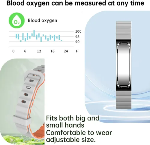 Vista 6 de Pulsera inteligente de fitness, pulsera de salud, monitor de frecuencia cardíaca, contador de pasos, calorías, podómetro, cámara remota, rastreador