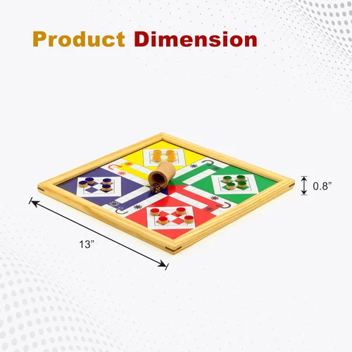Vista 3 de Madera de pino hecha a mano hecha a mano 2 en 1 Ludo serpientes magnéticas y escaleras juego de mesa de viaje completo para adultos y familia