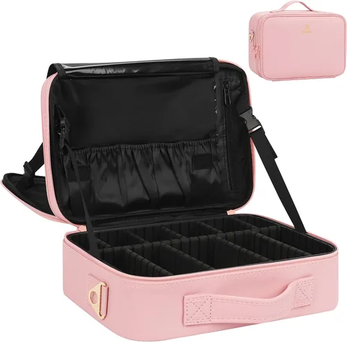 Vista 9 de Relavel Estuche de maquillaje grande para maquillaje, estuche de tren profesional de 16.5 pulgadas, organizador de cosméticos de viaje, soporte