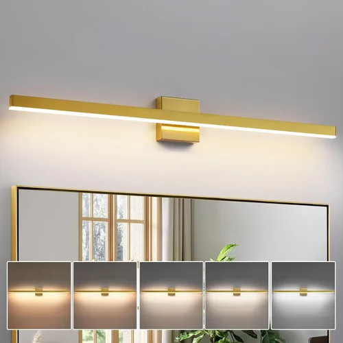 Vista 15 de KAISITE Luz de Baño Moderna Negra - Lámpara de Tocador LED Regulable de 5CCT de 24 Pulgadas para Espejo Negro