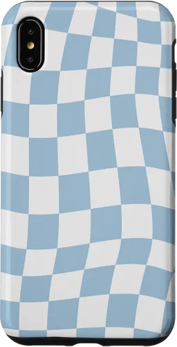 Vista 11 de Funda estética pastel azul claro remolino a cuadros para iPhone 16