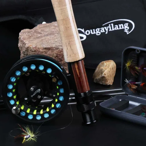 Vista 7 de Kit de caña y carrete Sougayilang para pesca con mosca en agua dulce y en agua salada