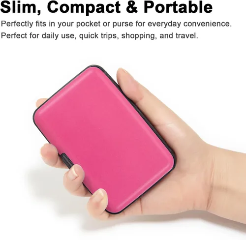 Vista 58 de Soporte para tarjetas de crédito, cartera metálica con bloqueo RFID para tarjetas de identificación para mujeres y hombres, funda rígida de aluminio
