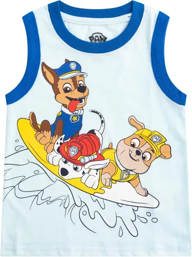 Vista 2 de Paw Patrol Nickelodeon Marshall, Rubble and Chase, paquete de 2 camisetas sin mangas para niños pequeños y pequeños, gris/blanco