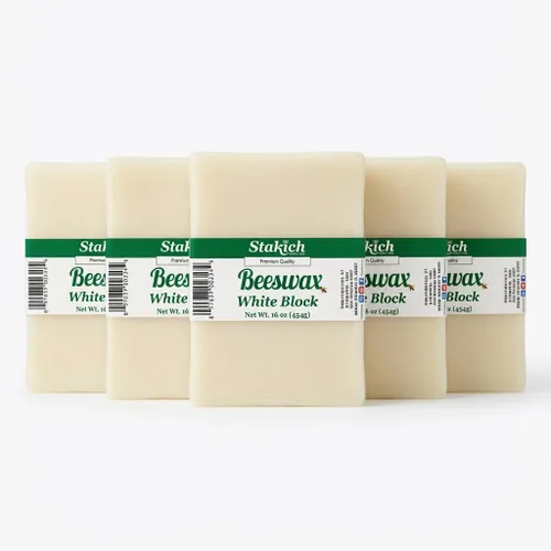Vista 11 de Stakich Bloque de cera de abeja blanca, natural, grado cosmético, 1 libra