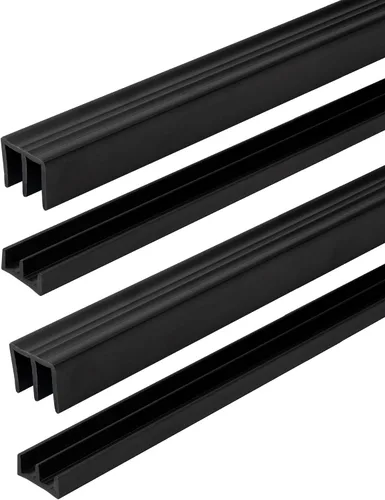 Vista 17 de Riel de puerta corredera de panel de 1/4 pulgadas, juego superior e inferior de plástico negro de 48 pulgadas, fabricado en EE. UU., paquete de 1