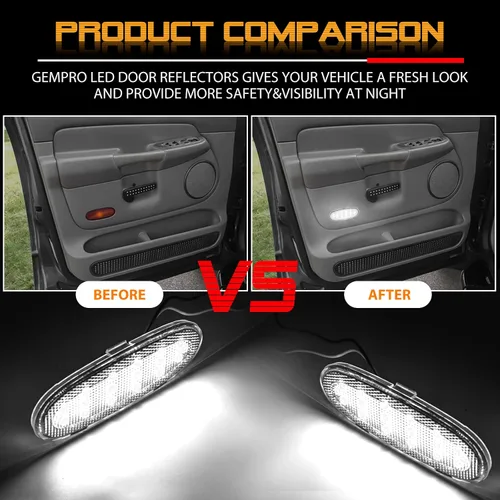 Vista 6 de Gempro Reflectores de panel de puerta LED para Dodge Ram 1500 2500 3500 Durango 2003-2009, Chrysler Aspen 2007-2009 Lámparas de puerta de cortesía