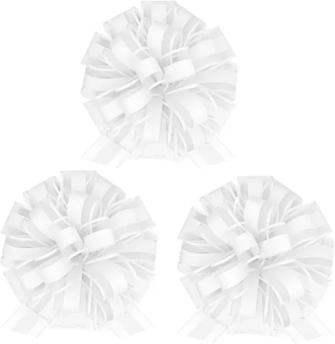 Vista 8 de Paquete de 3 lazos de regalo de organza dorada de 8 pulgadas, lazos grandes de cinta de encaje para envolver regalos, regalos de gran tamaño, autos