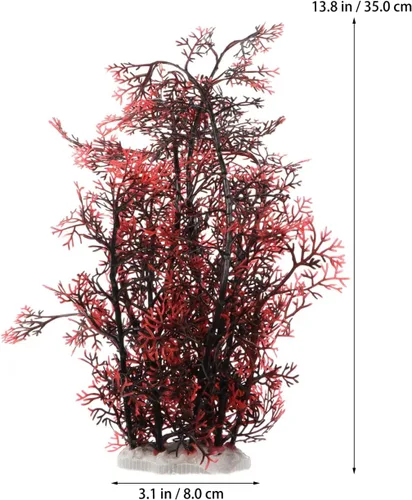 Vista 4 de balacoo 2 plantas de plástico para decoración de acuario, árbol de coral rojo para decoración de peceras, plantas artificiales para adorno submarino