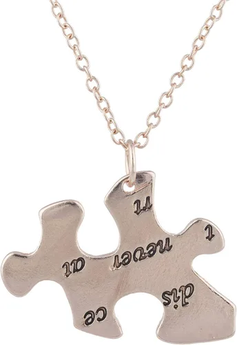 Vista 3 de Lux Accessories Collar con 5 palabras de amistad en forma de rompecabezas, siempre juntos nunca separados
