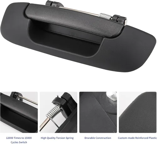 Vista 4 de Pestillo de manija del portón trasero para Dodge Ram 1500 2500 3500 2002-2009, sustituye a 80165, 55276237AA, negro