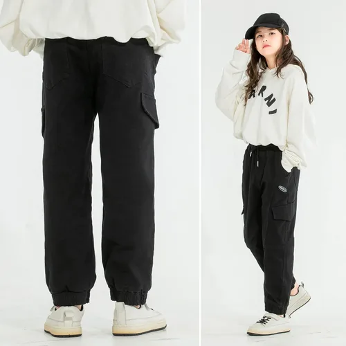 Vista 4 de MINI PANDA Pantalones para niñas, elásticos, holgados, tallas 6-16, de moda